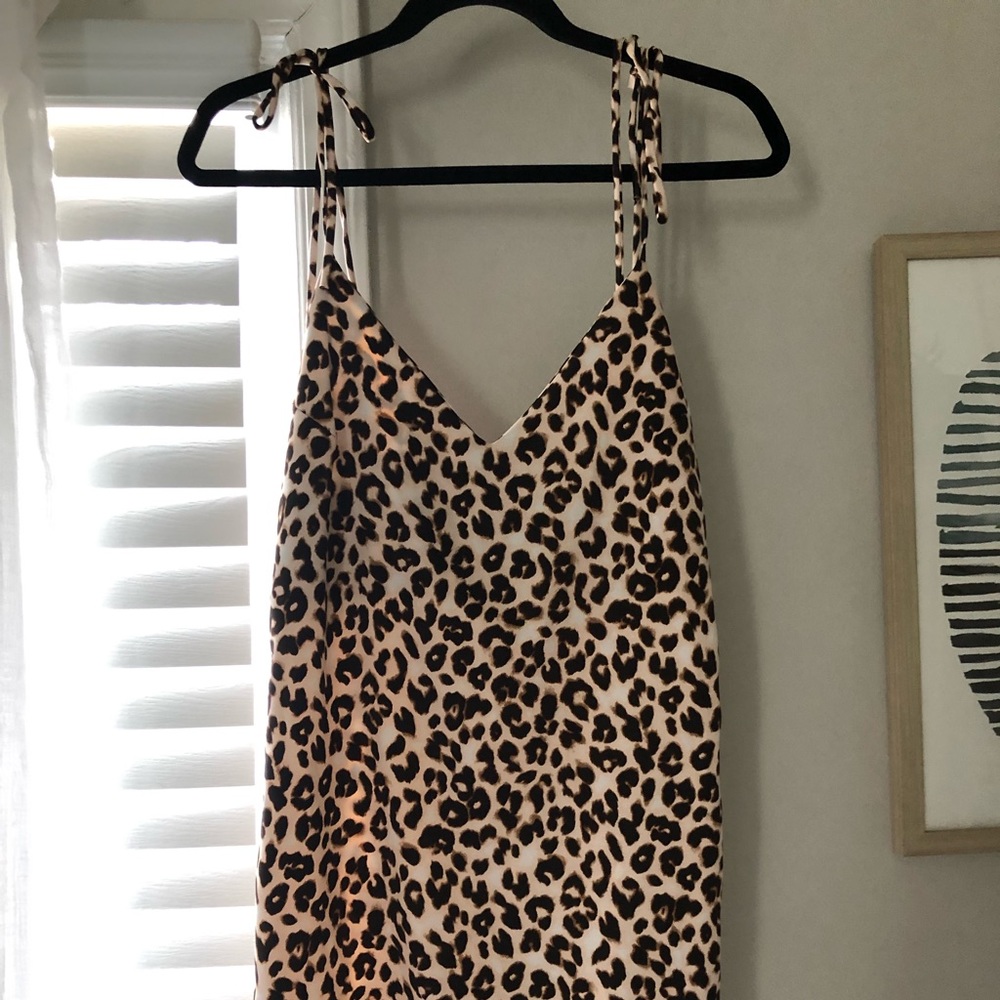 Leopard print satin cami mini dress